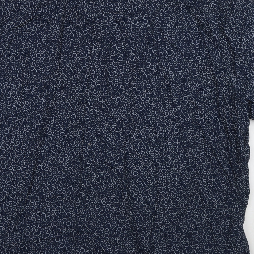 Matalan Mens Blue Geometric Cotton  Button-Up Size 2XL Collared Button