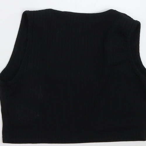 I SAW IT FIRST Womens Black  Polyester Cropped Tank Size 8 Scoop Neck