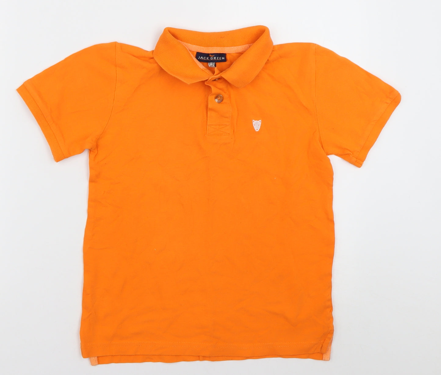 Jack Green Boys Orange  Cotton Basic Polo Size 9-10 Years Collared Button