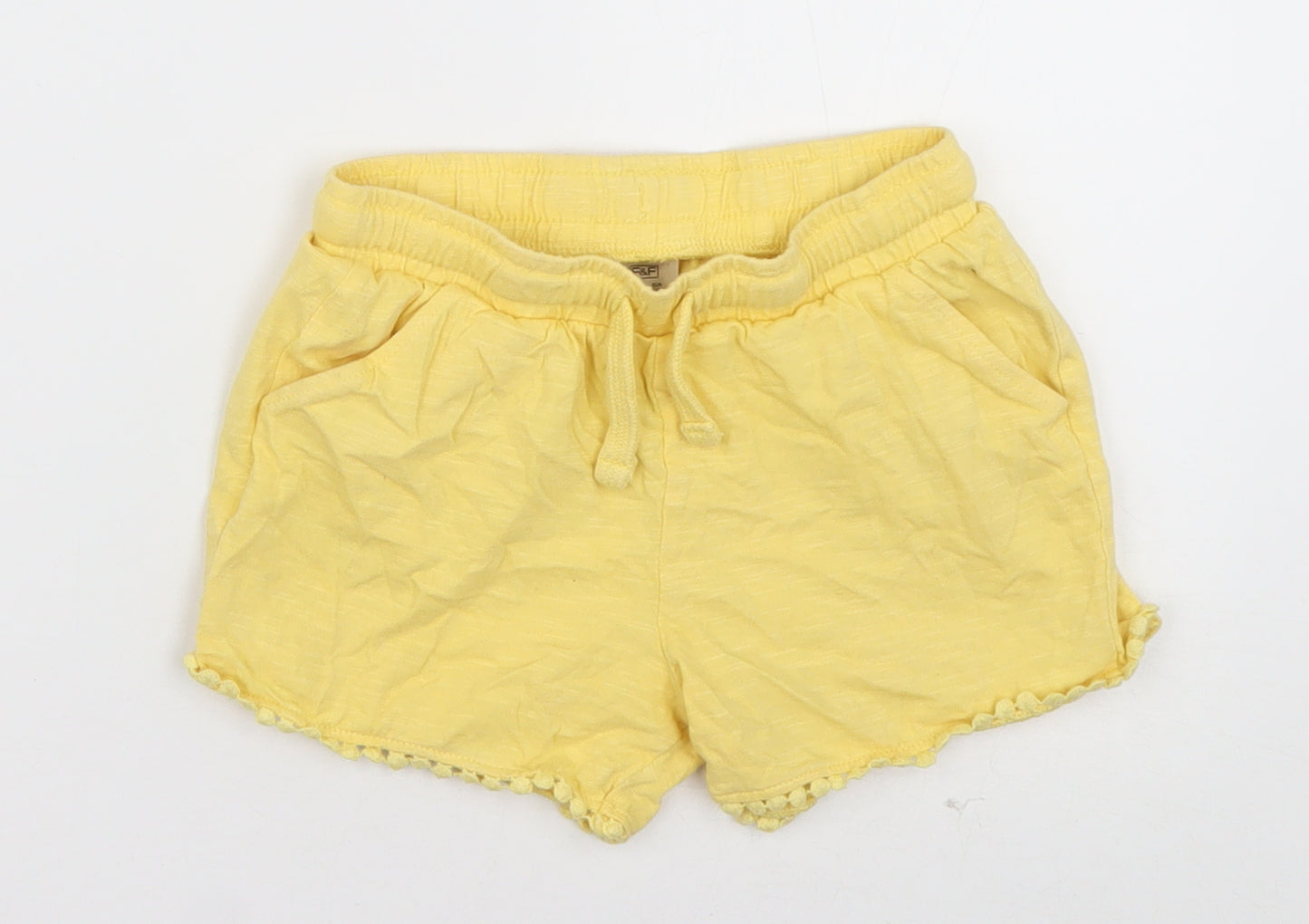 F&F Girls Yellow  Cotton Bermuda Shorts Size 5-6 Years  Regular