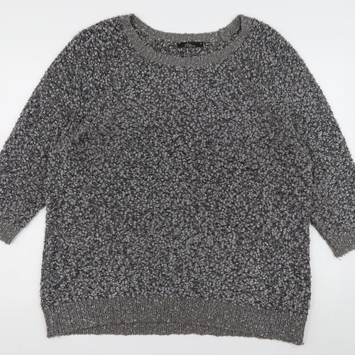bm Collection Womens Grey Crew Neck  Polyester Pullover Jumper Size XL
