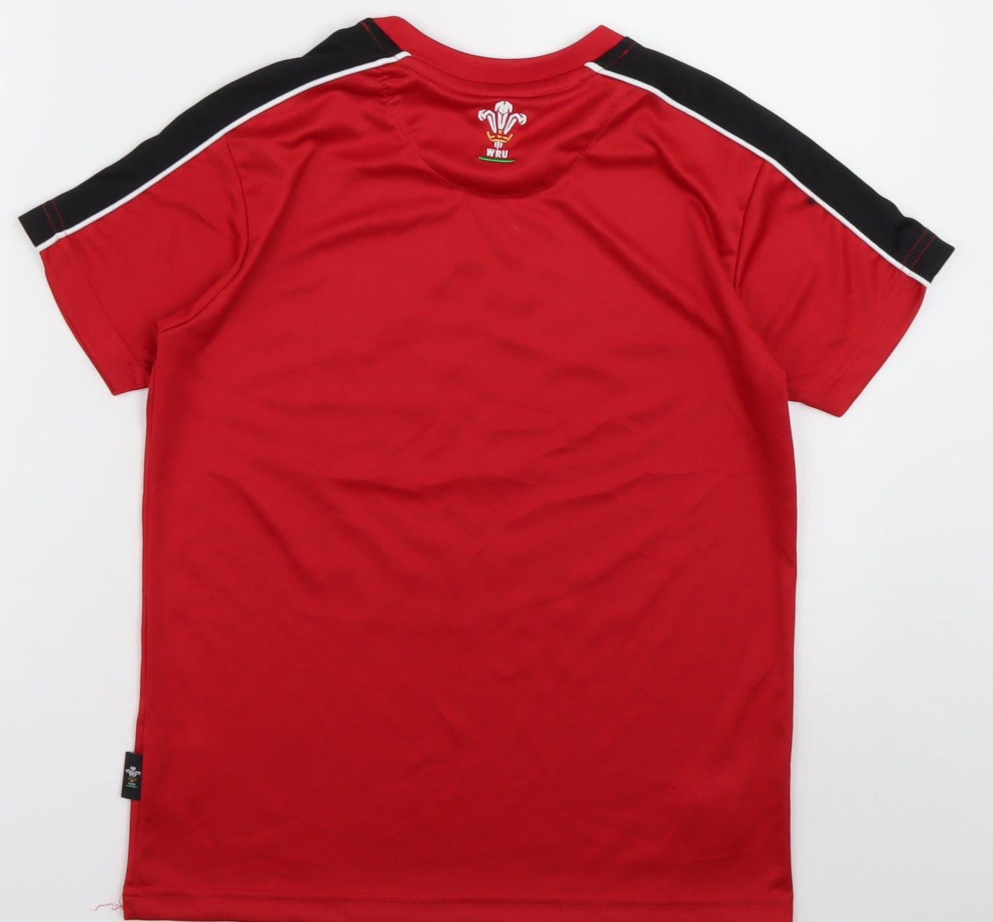 Welsh Rugby Union Boys Red  Polyester Basic T-Shirt Size 9-10 Years Crew Neck Pullover