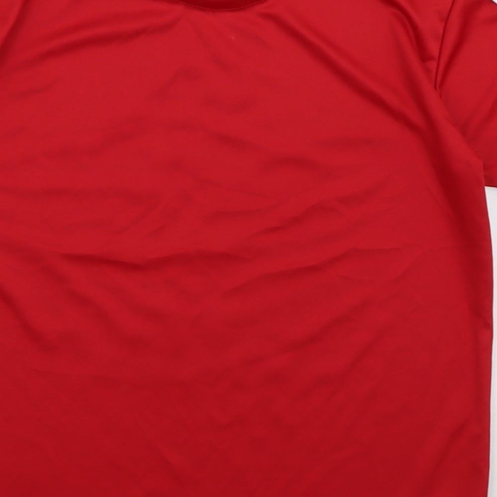 Welsh Rugby Union Boys Red  Polyester Basic T-Shirt Size 9-10 Years Crew Neck Pullover