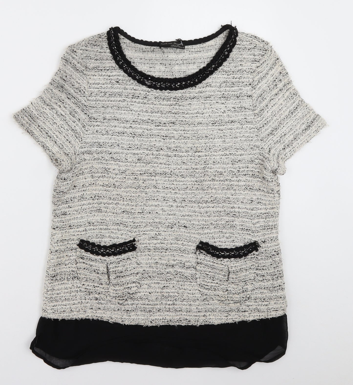 Zara Womens Beige  Cotton Pullover Sweatshirt Size S  Pullover