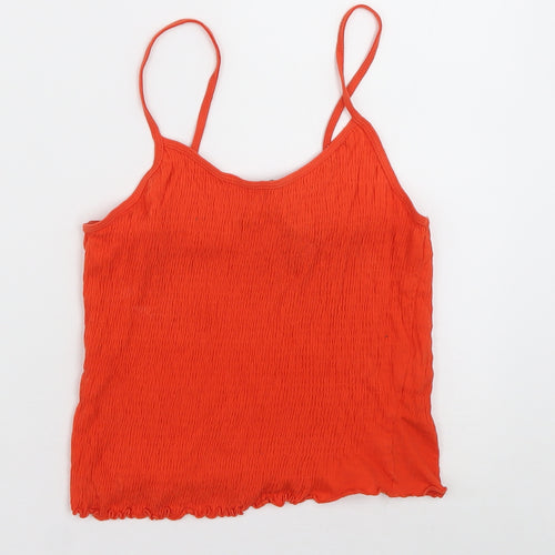 New Look Womens Orange  Cotton Cropped Tank Size 6 Square Neck