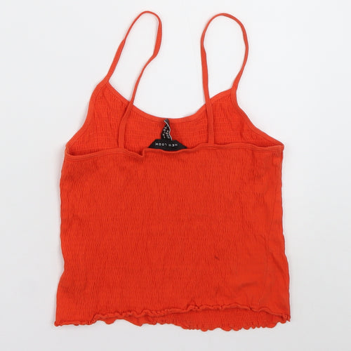 New Look Womens Orange  Cotton Cropped Tank Size 6 Square Neck