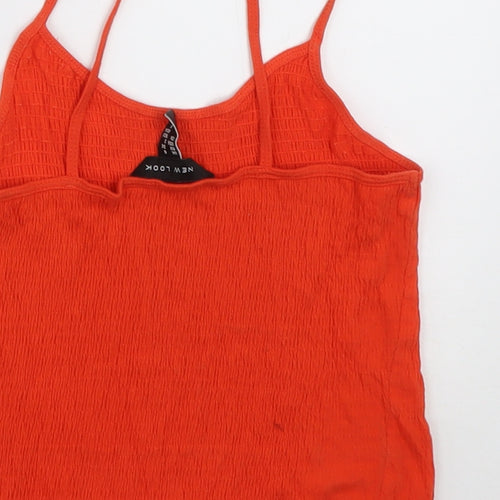 New Look Womens Orange  Cotton Cropped Tank Size 6 Square Neck