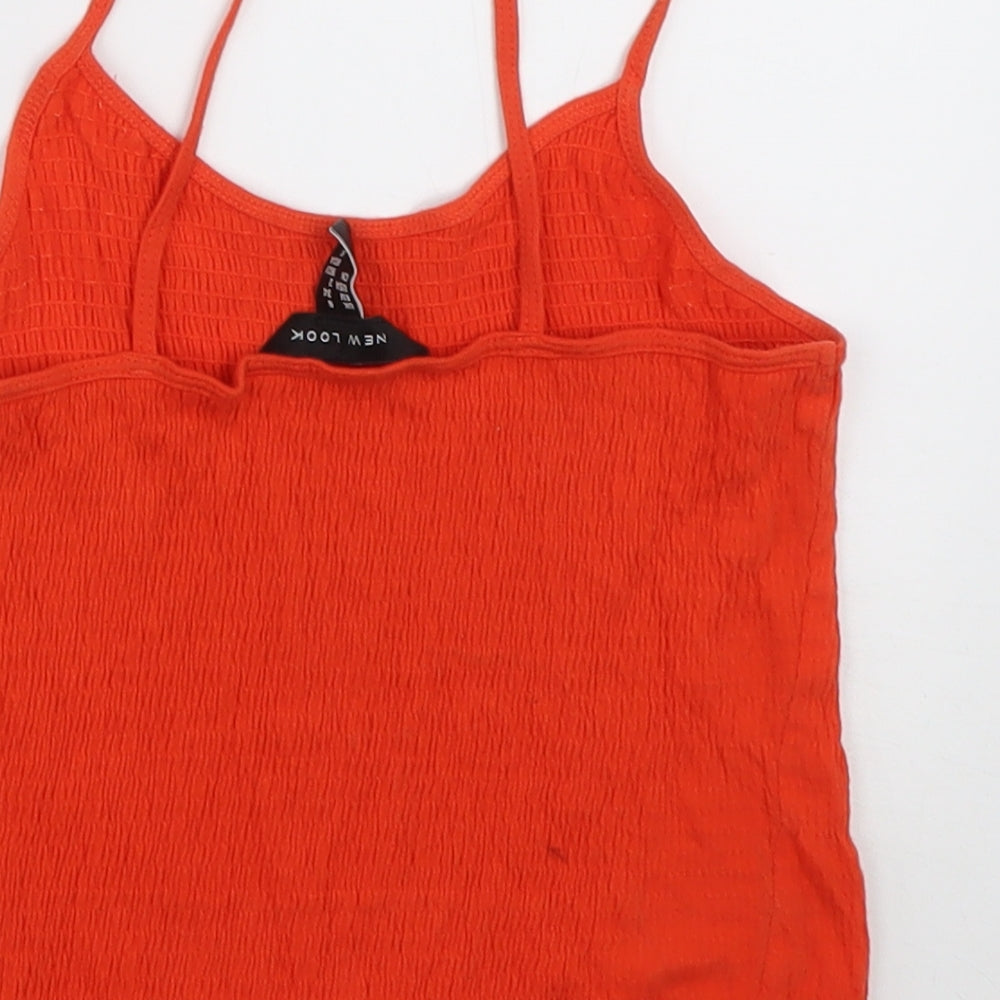 New Look Womens Orange  Cotton Cropped Tank Size 6 Square Neck