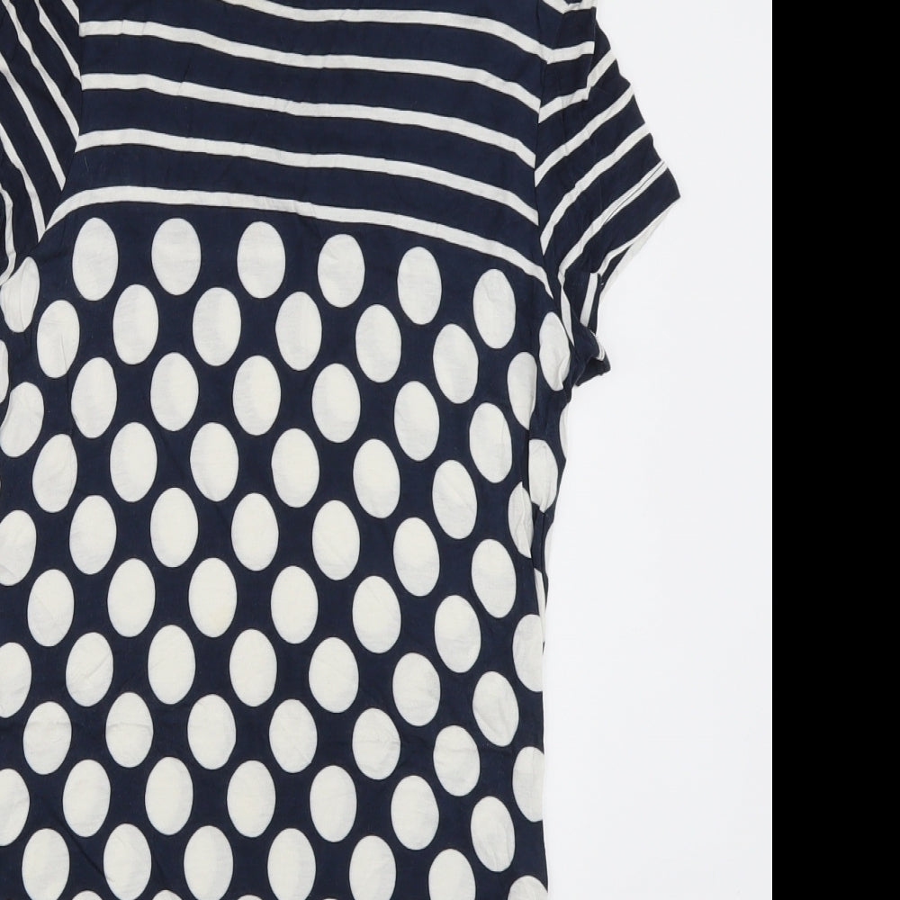 NEXT Womens Blue Polka Dot Viscose T-Shirt Dress  Size 10  Crew Neck Pullover