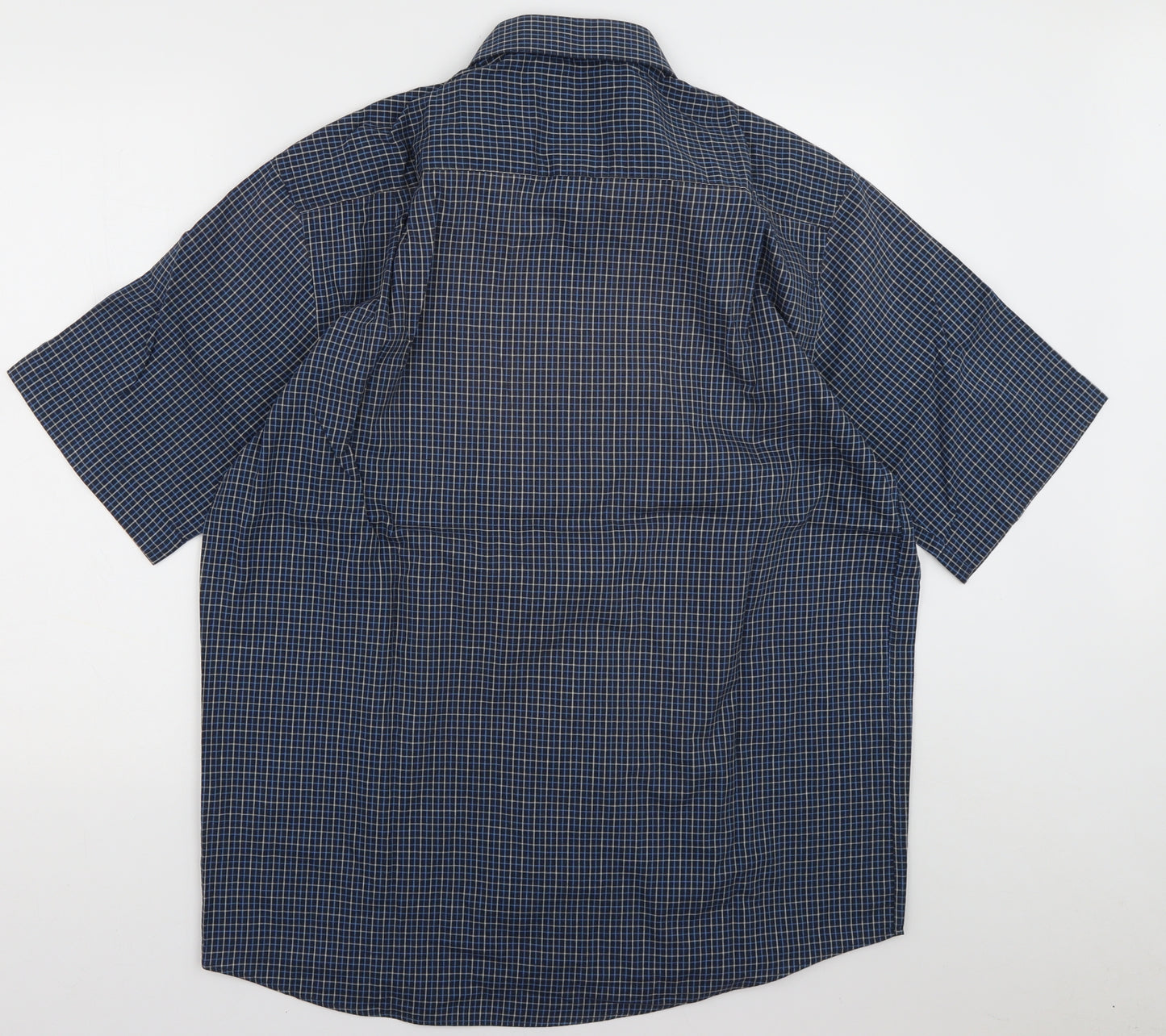 BHS Mens Blue Check Cotton  Button-Up Size 16 Collared Button