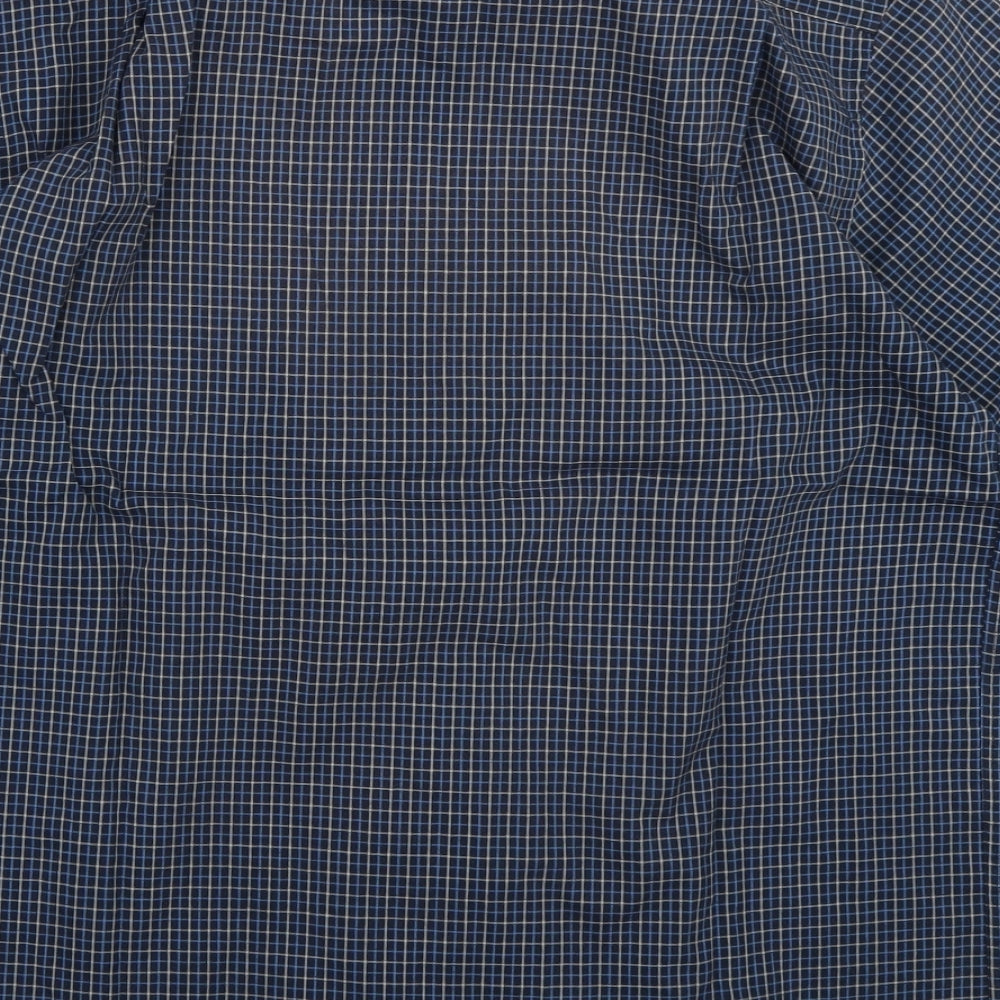 BHS Mens Blue Check Cotton  Button-Up Size 16 Collared Button
