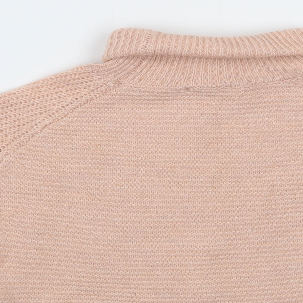 Primark Girls Pink Roll Neck  Acrylic Pullover Jumper Size 7-8 Years
