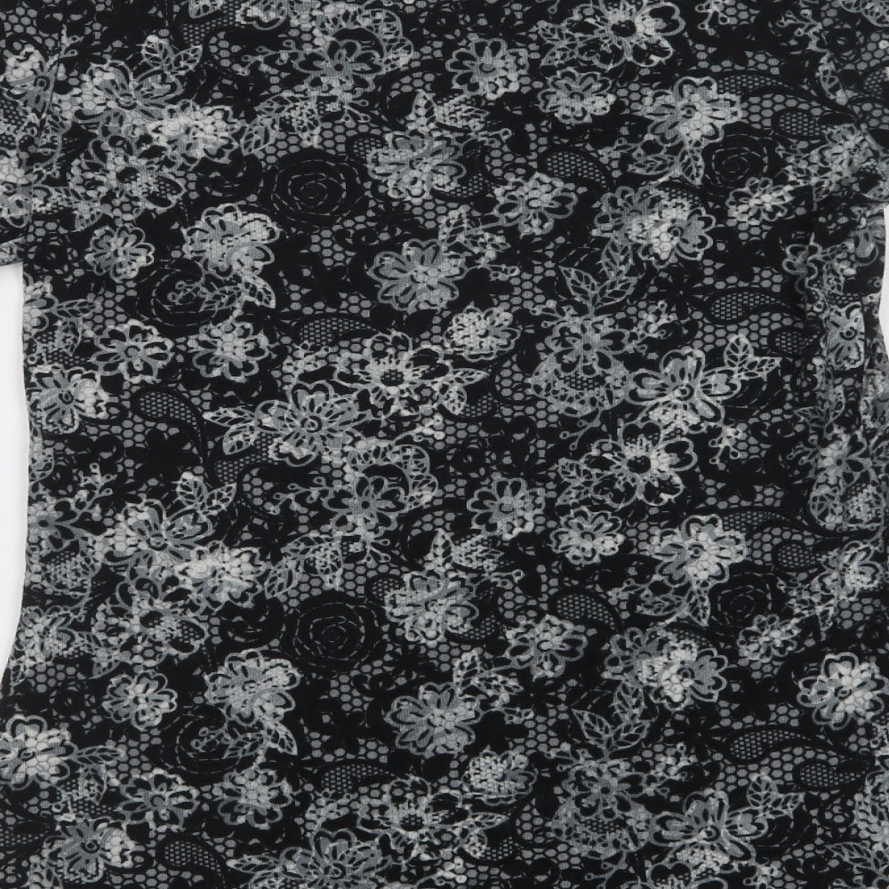 Store Twenty One Womens Grey Floral Polyester Tunic Blouse Size 10 Round Neck