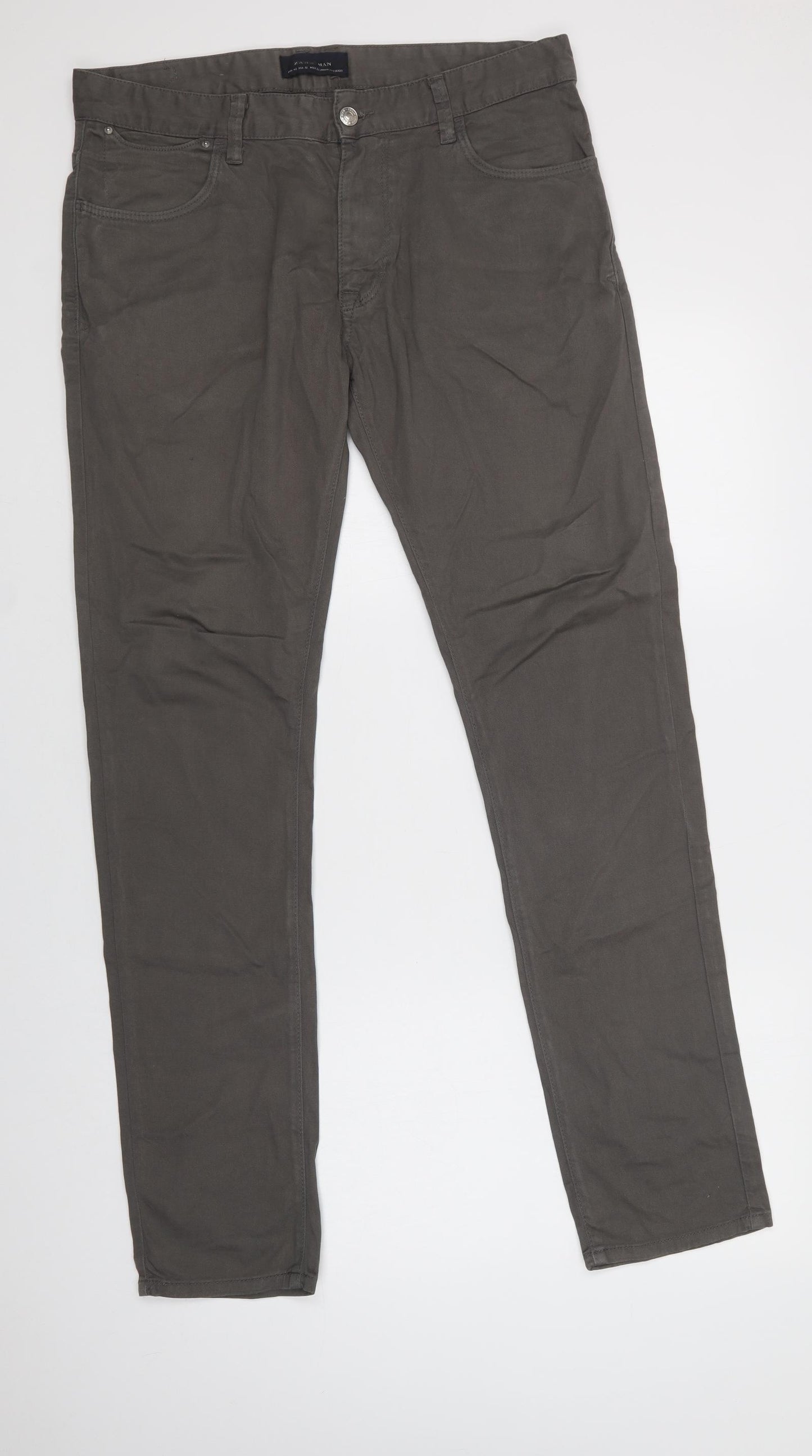 Zara Man Mens Grey   Chino Trousers Size 32 L34 in Regular Button