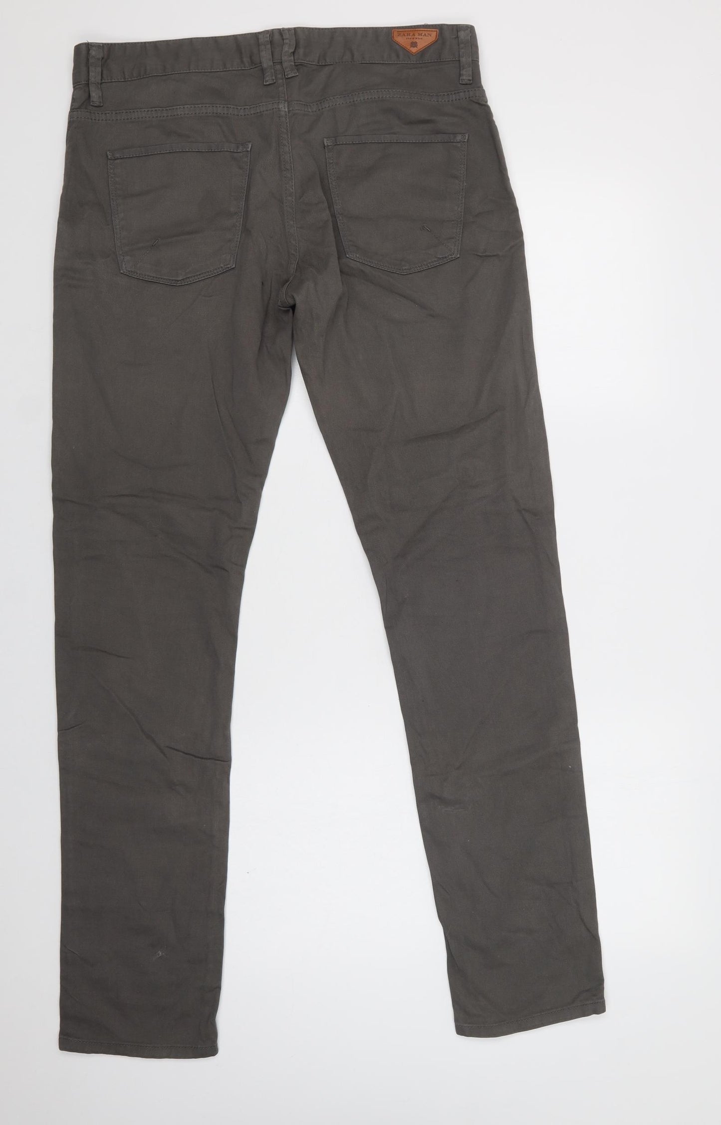 Zara Man Mens Grey   Chino Trousers Size 32 L34 in Regular Button