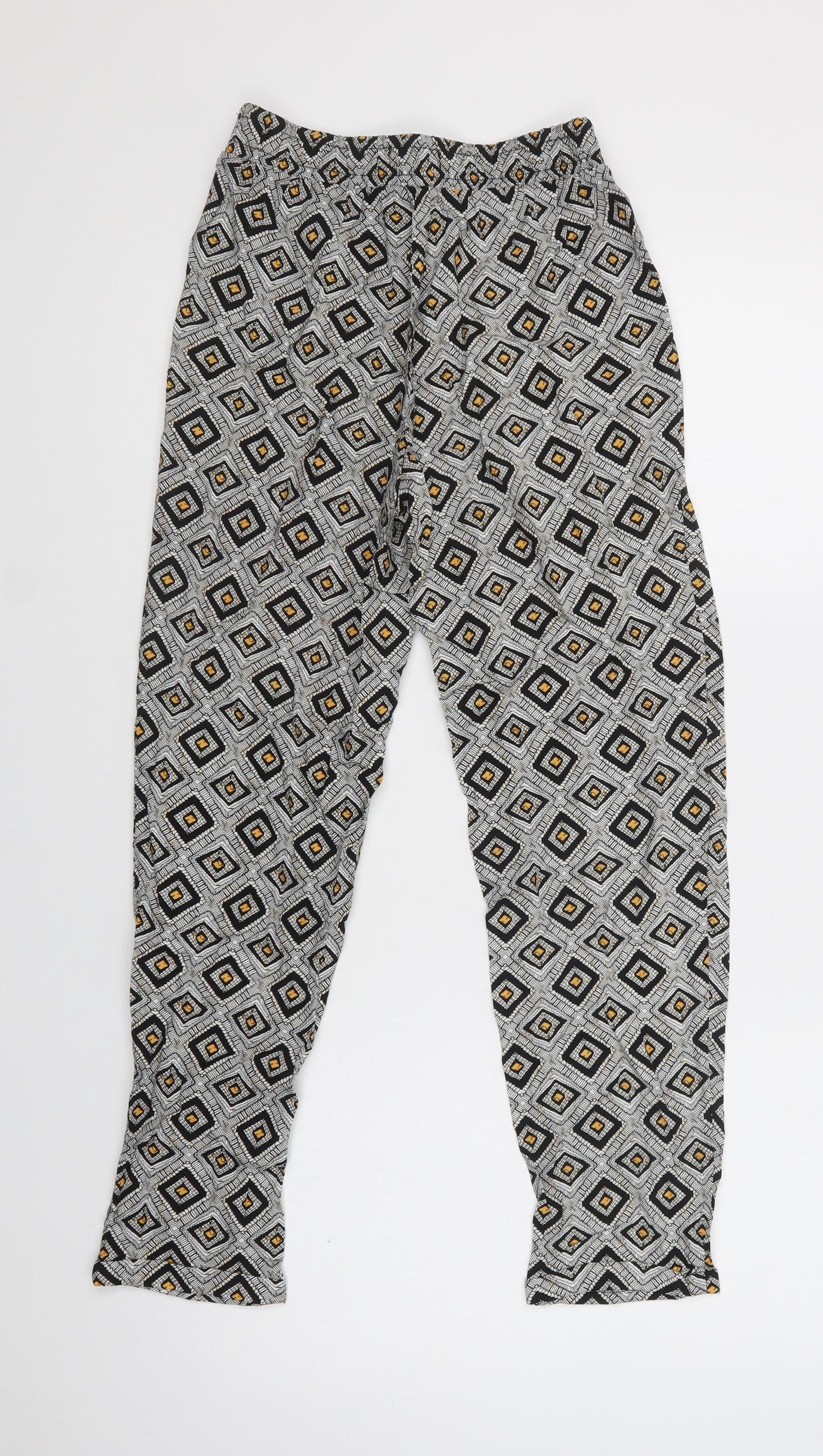 Primark Womens Black Geometric Viscose Trousers  Size 4 L27 in Regular