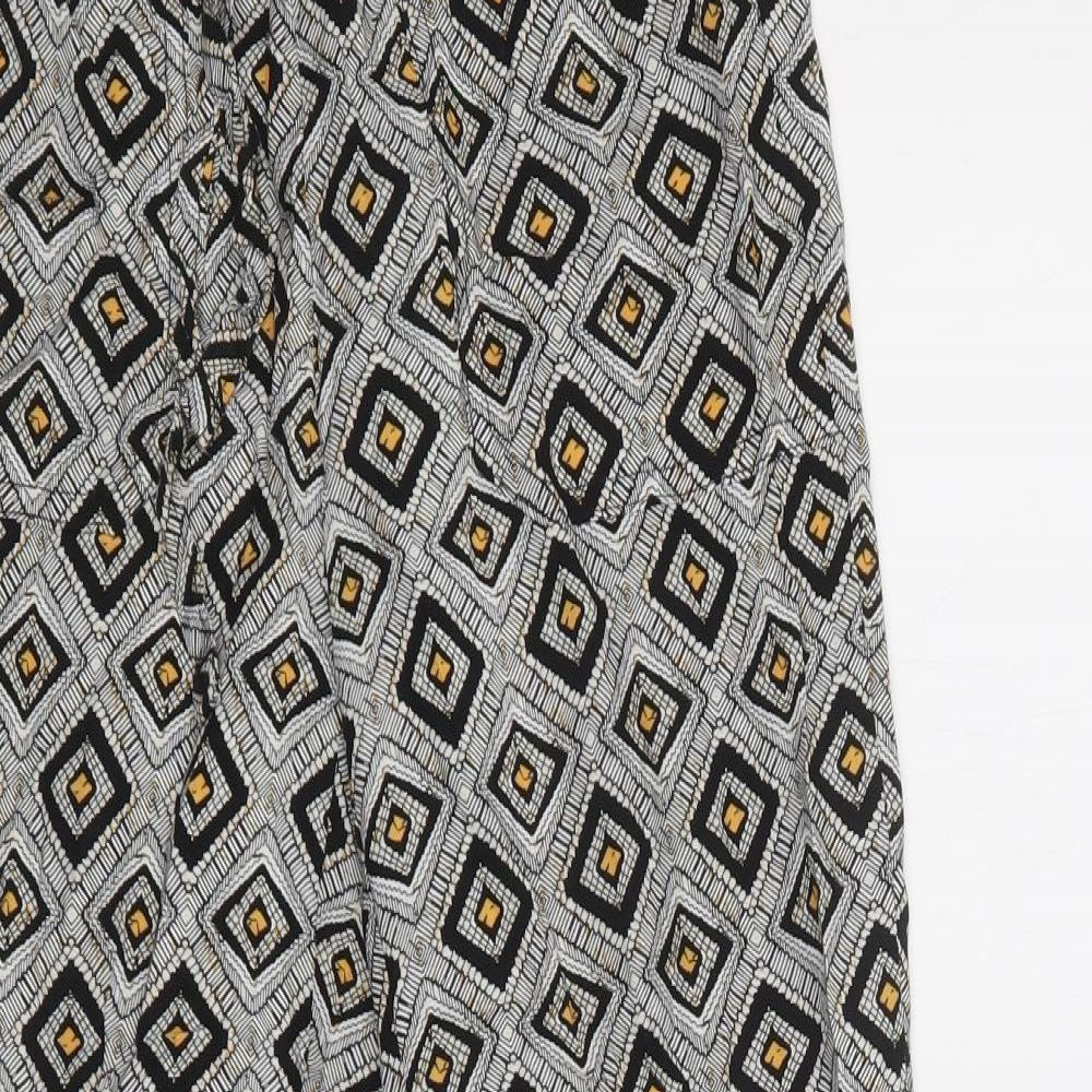 Primark Womens Black Geometric Viscose Trousers  Size 4 L27 in Regular