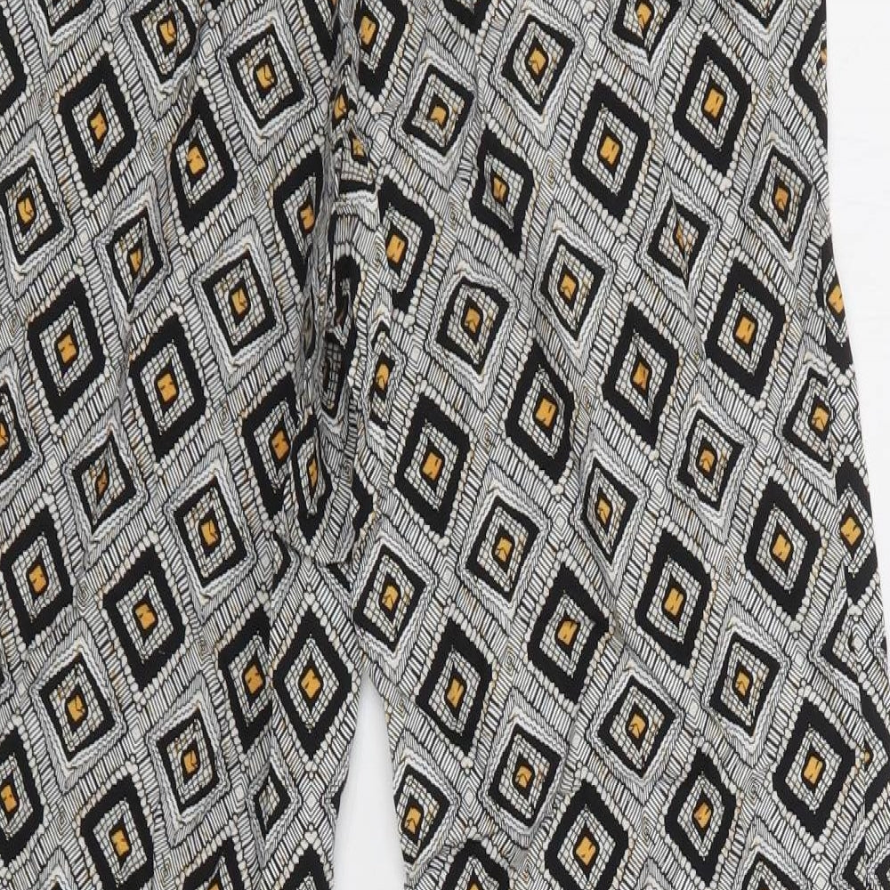 Primark Womens Black Geometric Viscose Trousers  Size 4 L27 in Regular