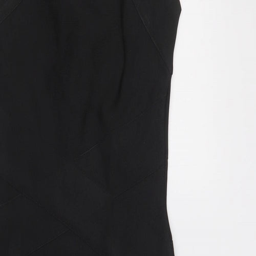 Lipsy London Womens Black  Polyester Bodycon  Size 8  One Shoulder Zip