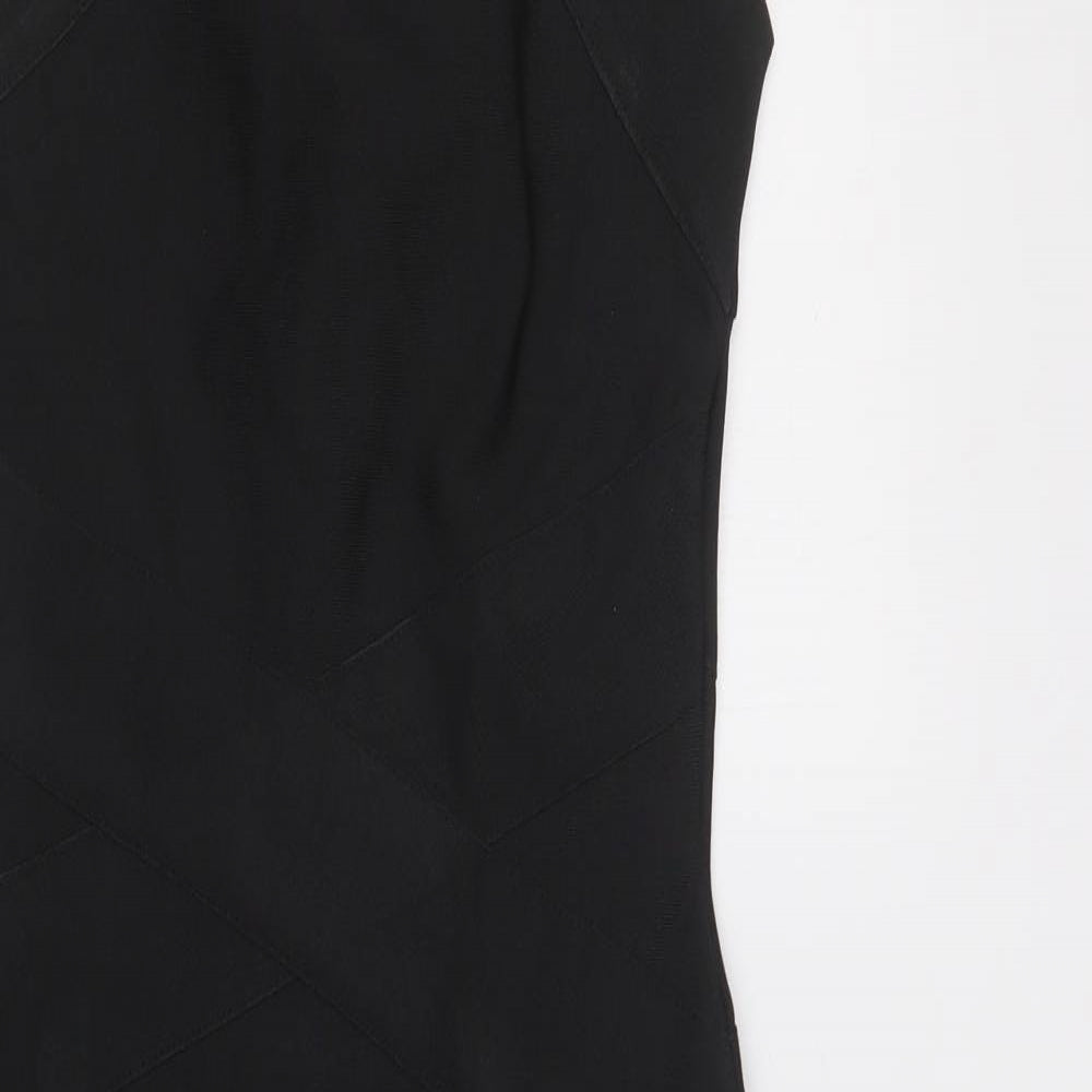 Lipsy London Womens Black  Polyester Bodycon  Size 8  One Shoulder Zip