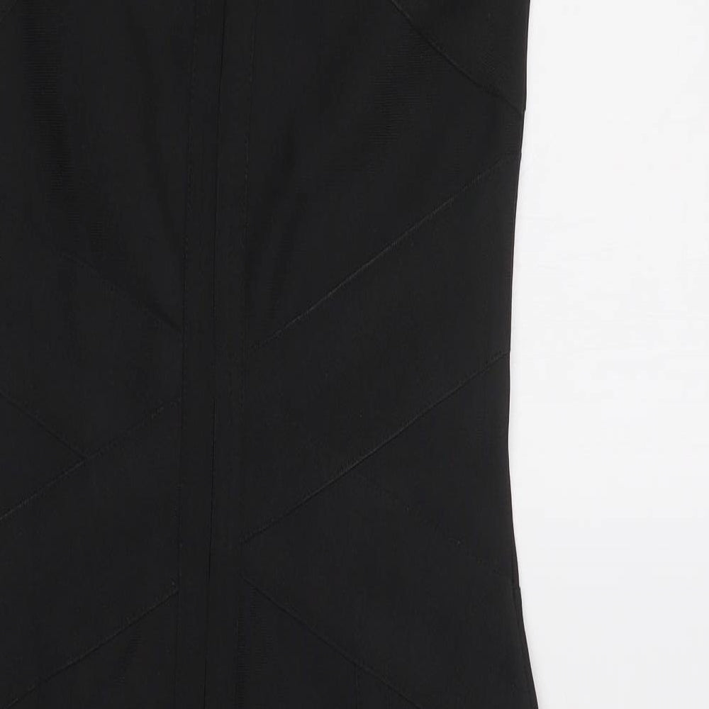 Lipsy London Womens Black  Polyester Bodycon  Size 8  One Shoulder Zip