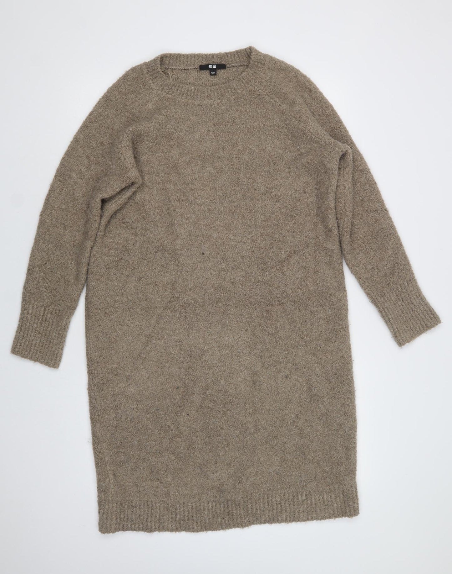 Uniqlo Womens Beige  Acrylic Jumper Dress  Size S  Crew Neck