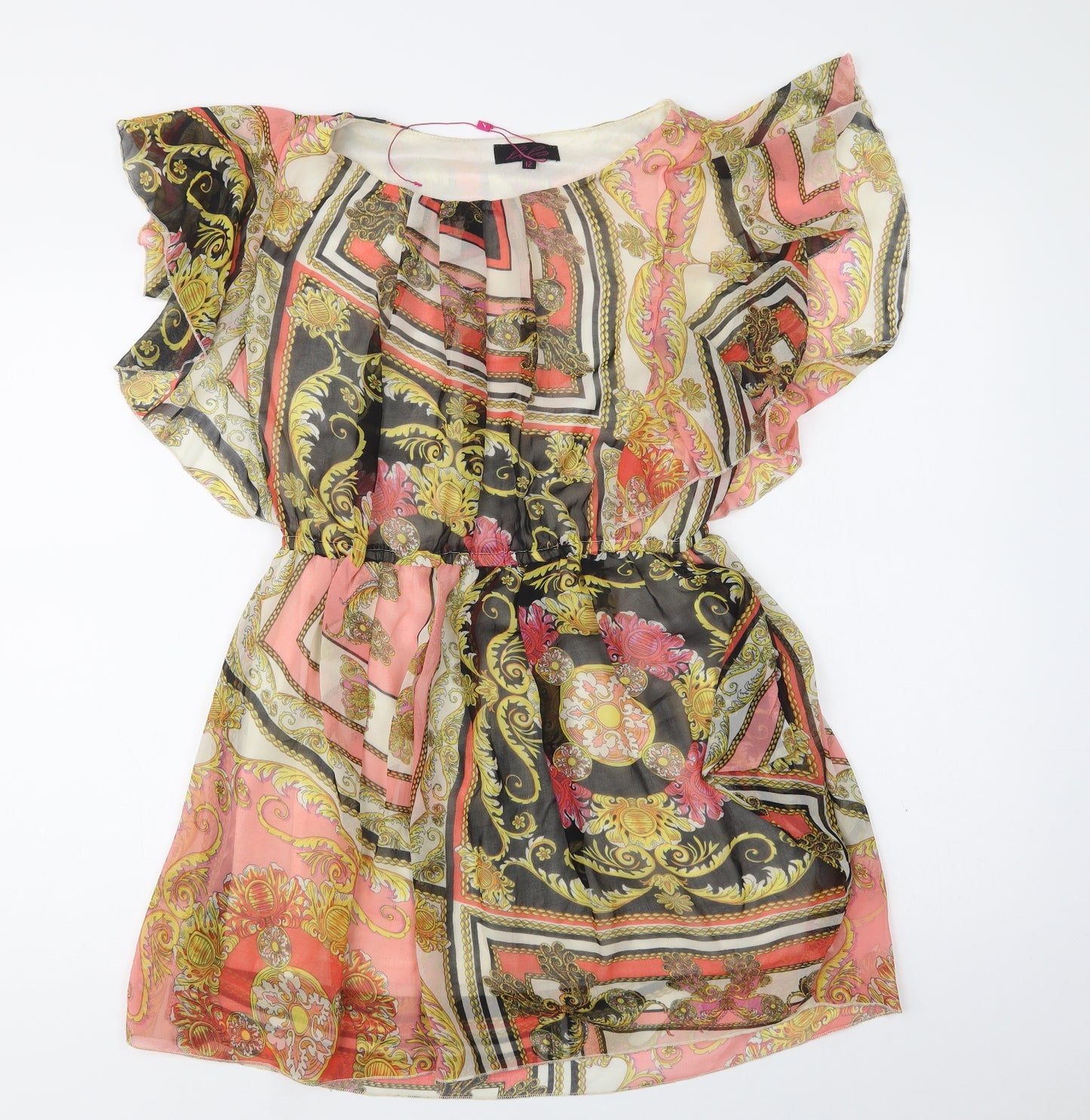 Lila Womens Multicoloured Paisley Polyester Fit & Flare  Size 12  Round Neck