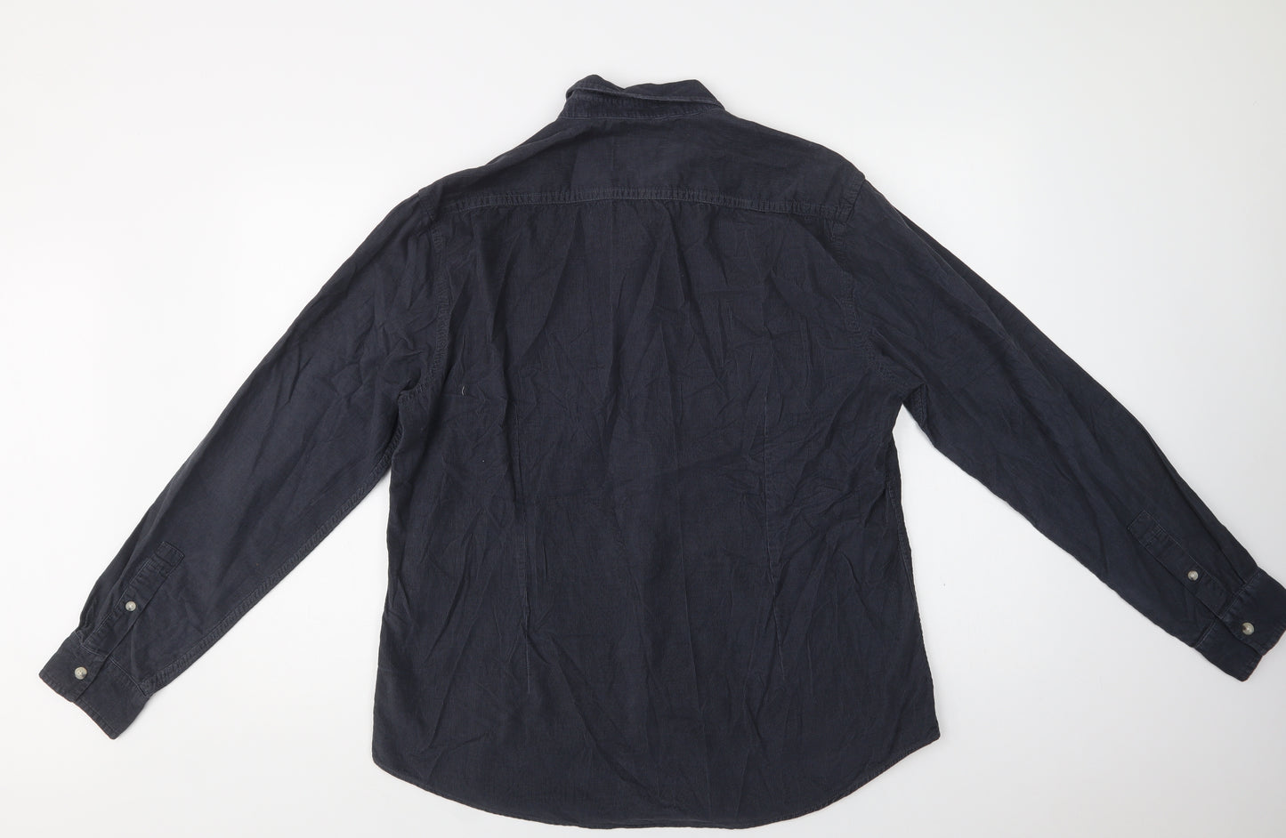 Burton Mens Blue  Cotton  Button-Up Size L Collared Button