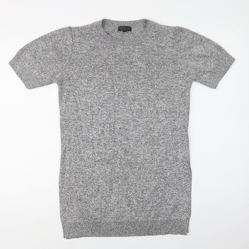 Topshop Womens Grey  Viscose Tunic Blouse Size 10 Crew Neck