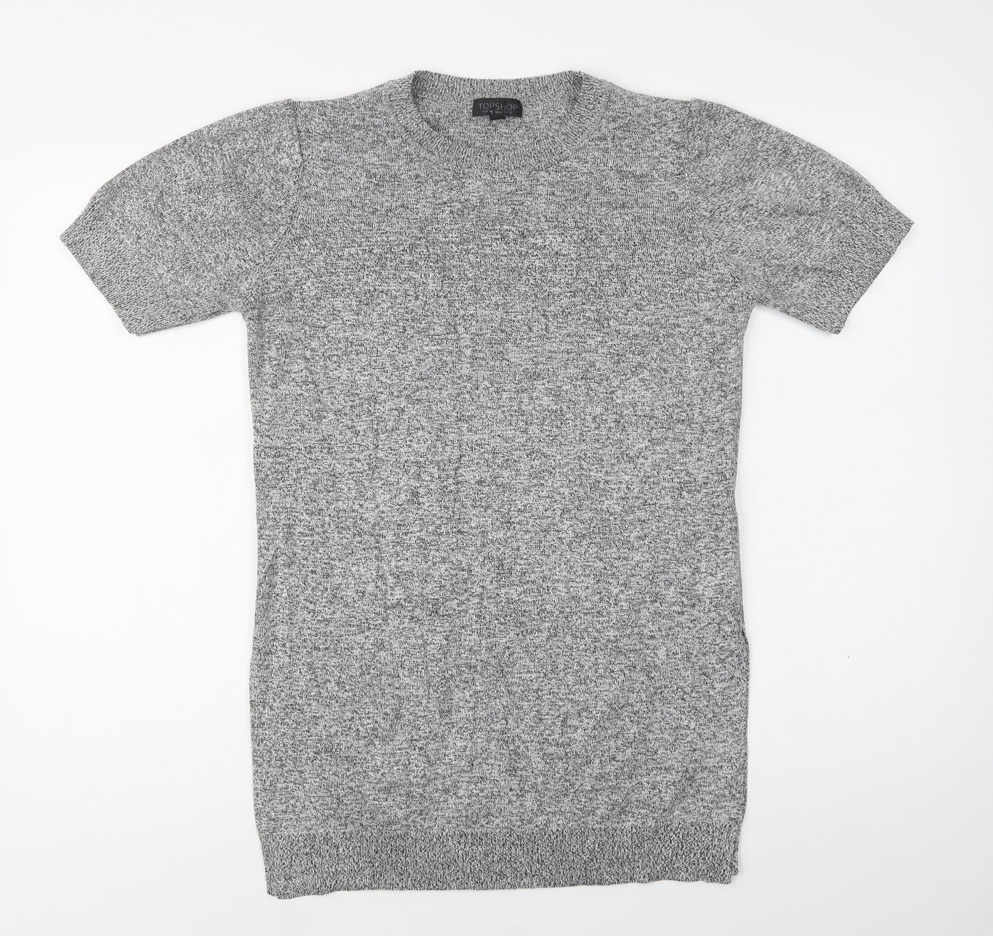 Topshop Womens Grey  Viscose Tunic Blouse Size 10 Crew Neck