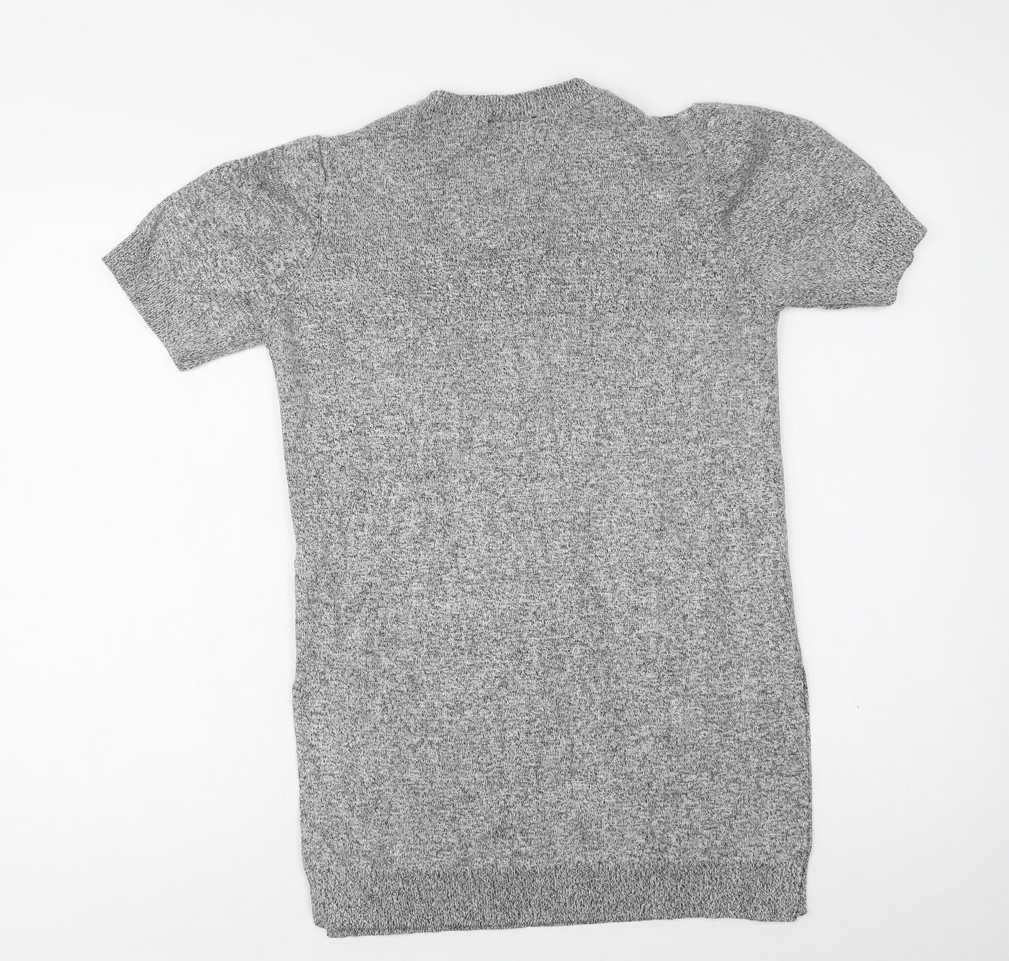 Topshop Womens Grey  Viscose Tunic Blouse Size 10 Crew Neck