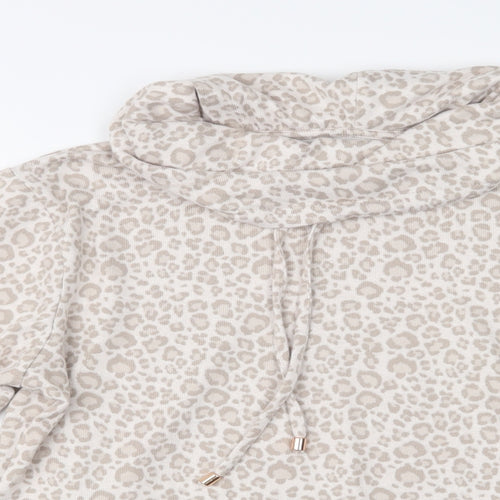 F&F Womens Beige Animal Print Polyester Top Lounge Set Size S