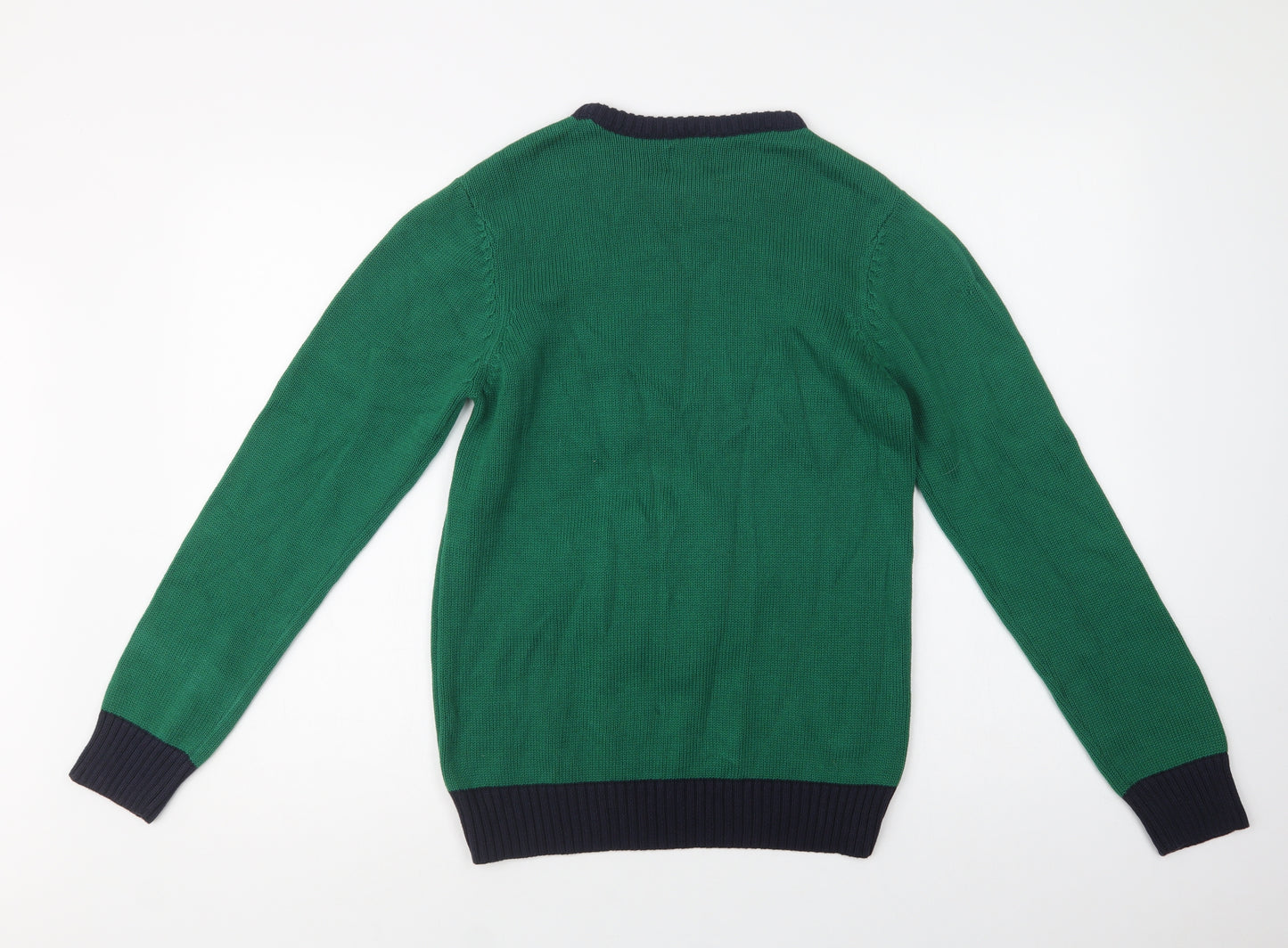 NEXT Girls Green Crew Neck  Cotton Pullover Jumper Size 13 Years   - Rudolph Christmas