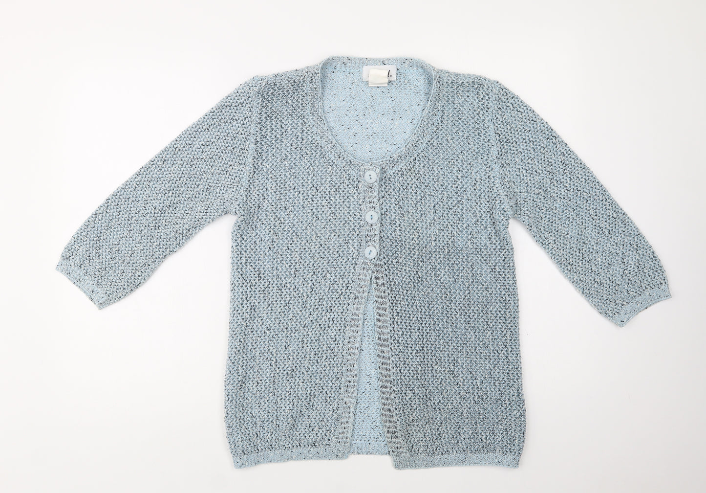 Afibel Womens Blue Round Neck  Acrylic Cardigan Jumper Size 14