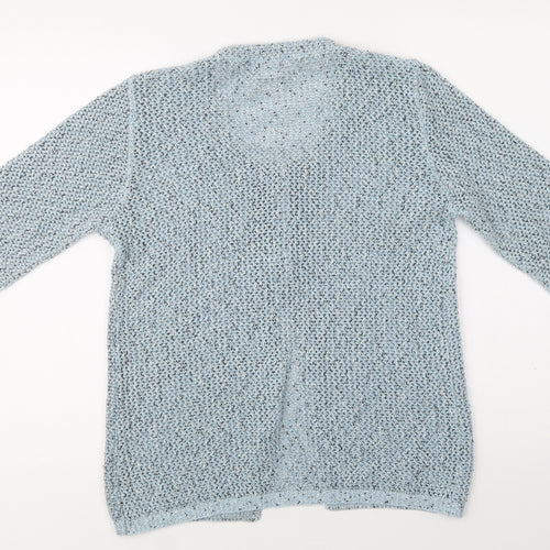 Afibel Womens Blue Round Neck  Acrylic Cardigan Jumper Size 14