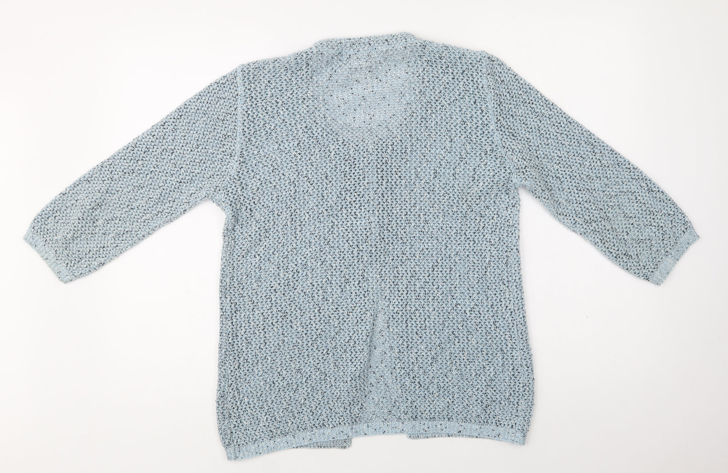Afibel Womens Blue Round Neck  Acrylic Cardigan Jumper Size 14