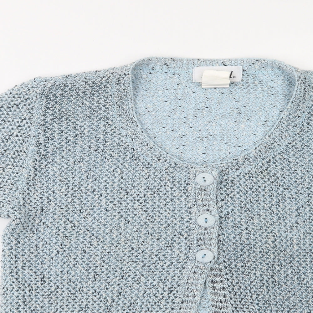 Afibel Womens Blue Round Neck  Acrylic Cardigan Jumper Size 14