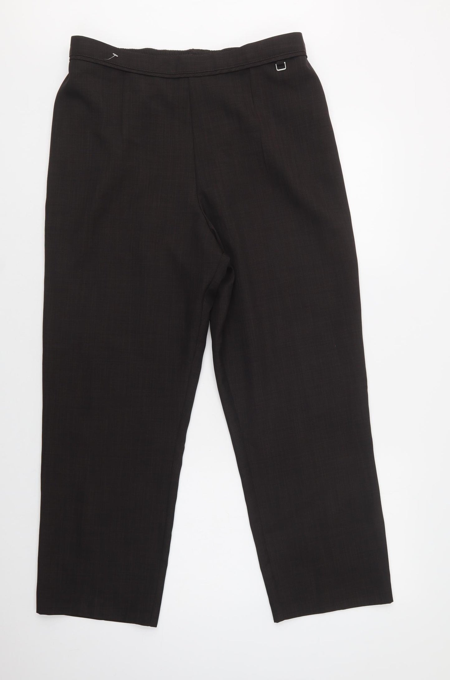M&S Womens Brown Check Polyester Dress Pants Trousers Size 18 L29 in Regular