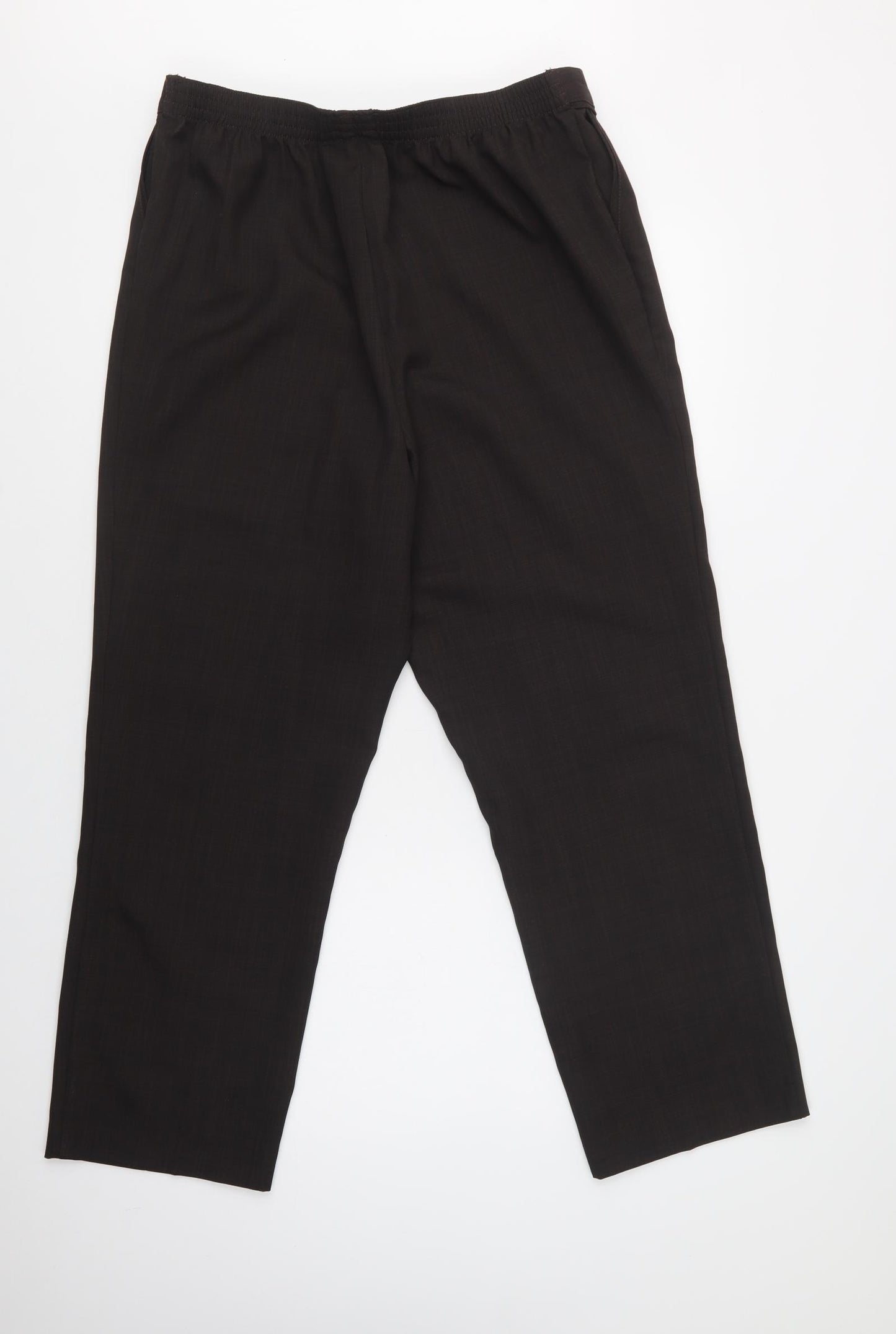 M&S Womens Brown Check Polyester Dress Pants Trousers Size 18 L29 in Regular