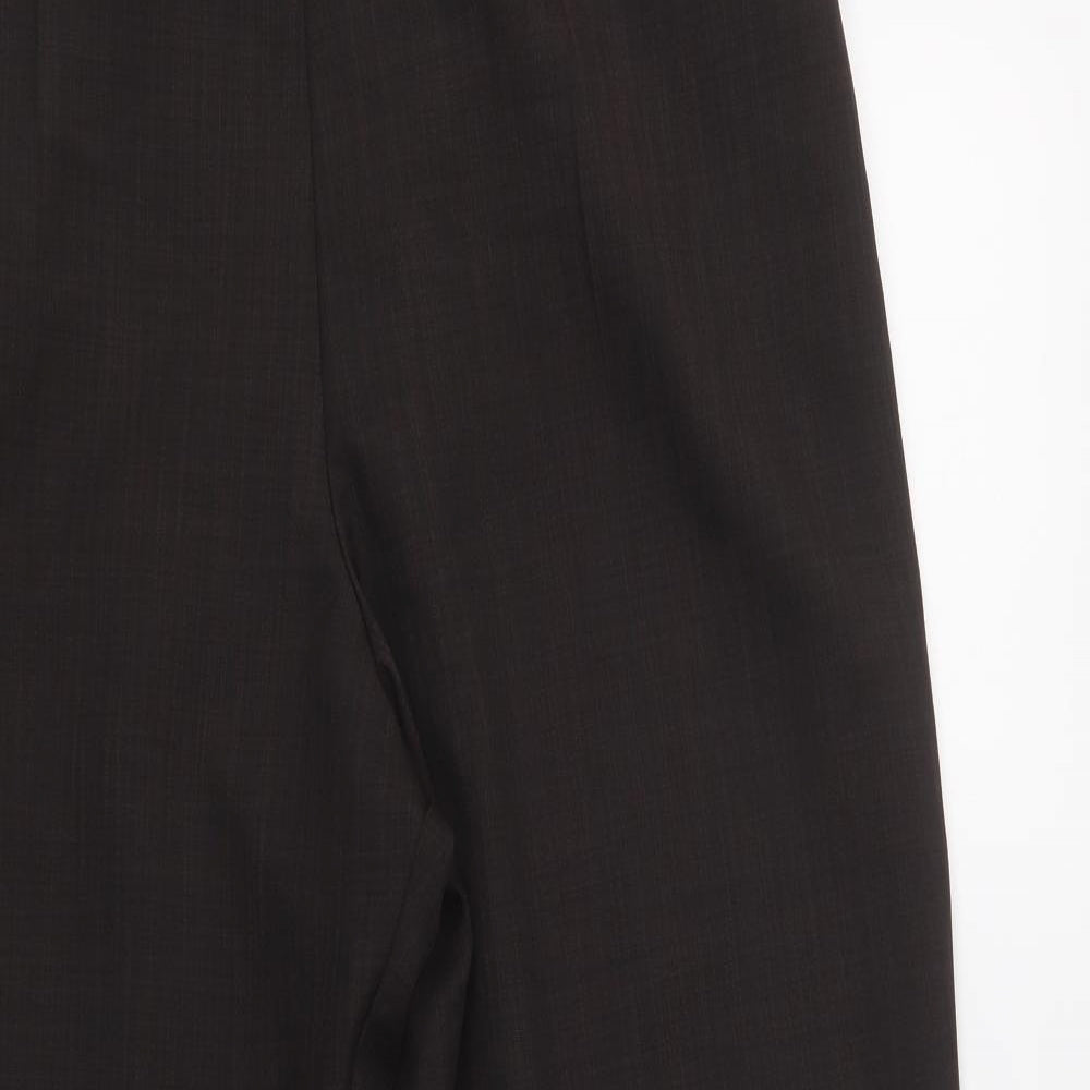 M&S Womens Brown Check Polyester Dress Pants Trousers Size 18 L29 in Regular