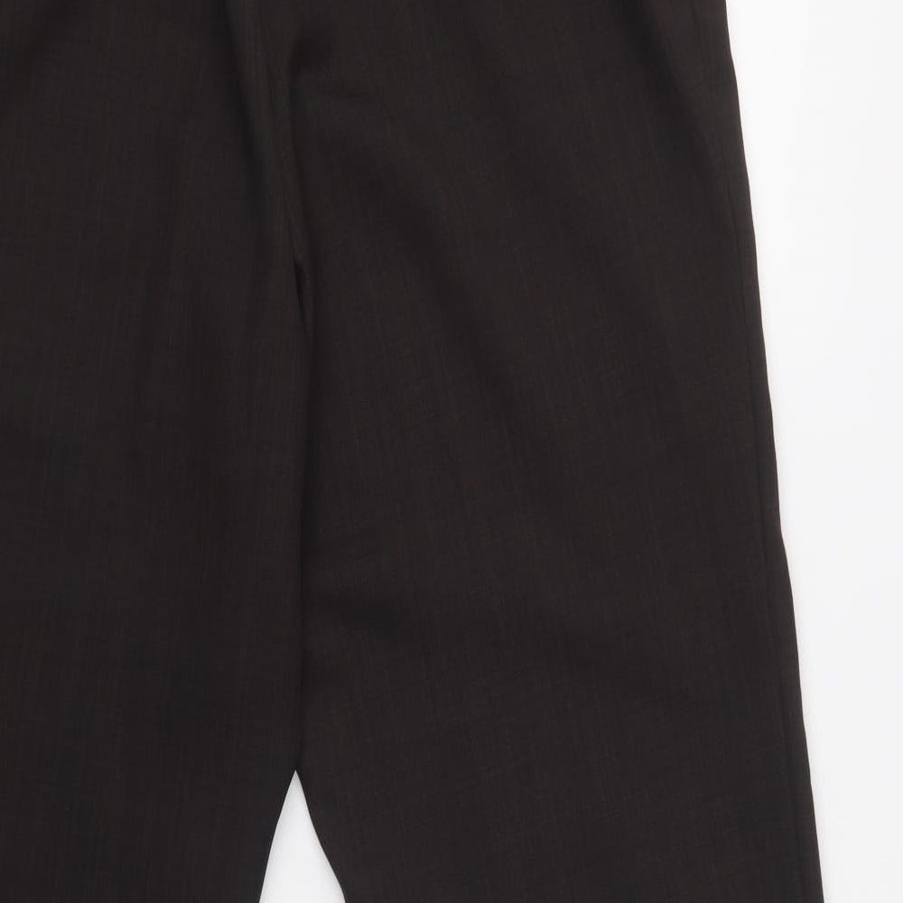 M&S Womens Brown Check Polyester Dress Pants Trousers Size 18 L29 in Regular