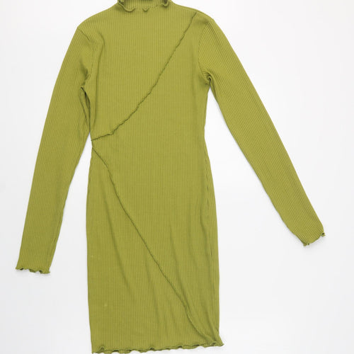 Primark Womens Green  Polyester Bodycon  Size 10  Mock Neck