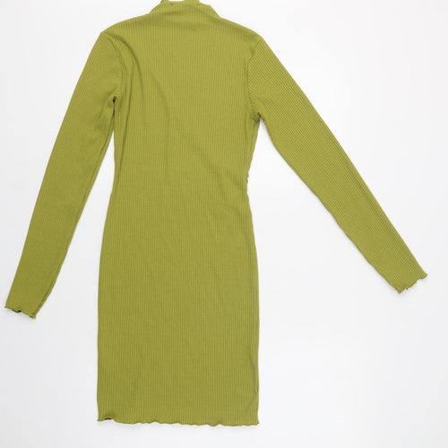 Primark Womens Green  Polyester Bodycon  Size 10  Mock Neck