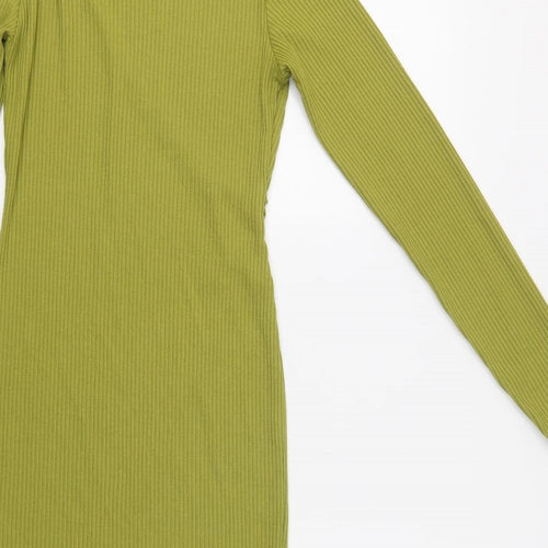 Primark Womens Green  Polyester Bodycon  Size 10  Mock Neck