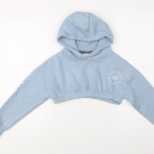 Holyfield Girls Blue  Cotton Pullover Hoodie Size 8-9 Years   - Cropped