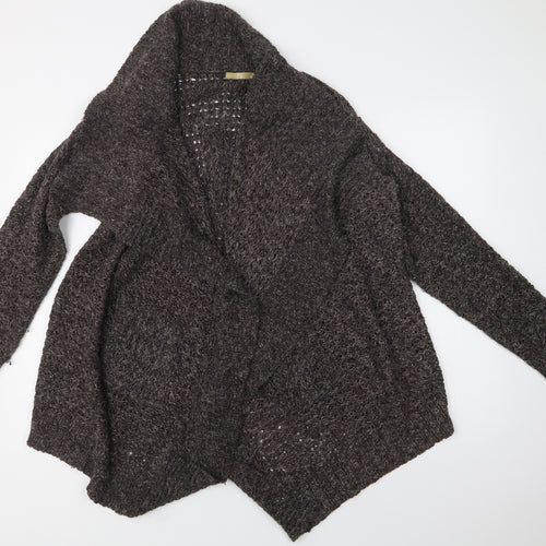 TU Womens Brown Collared  Acrylic Cardigan Jumper Size 14