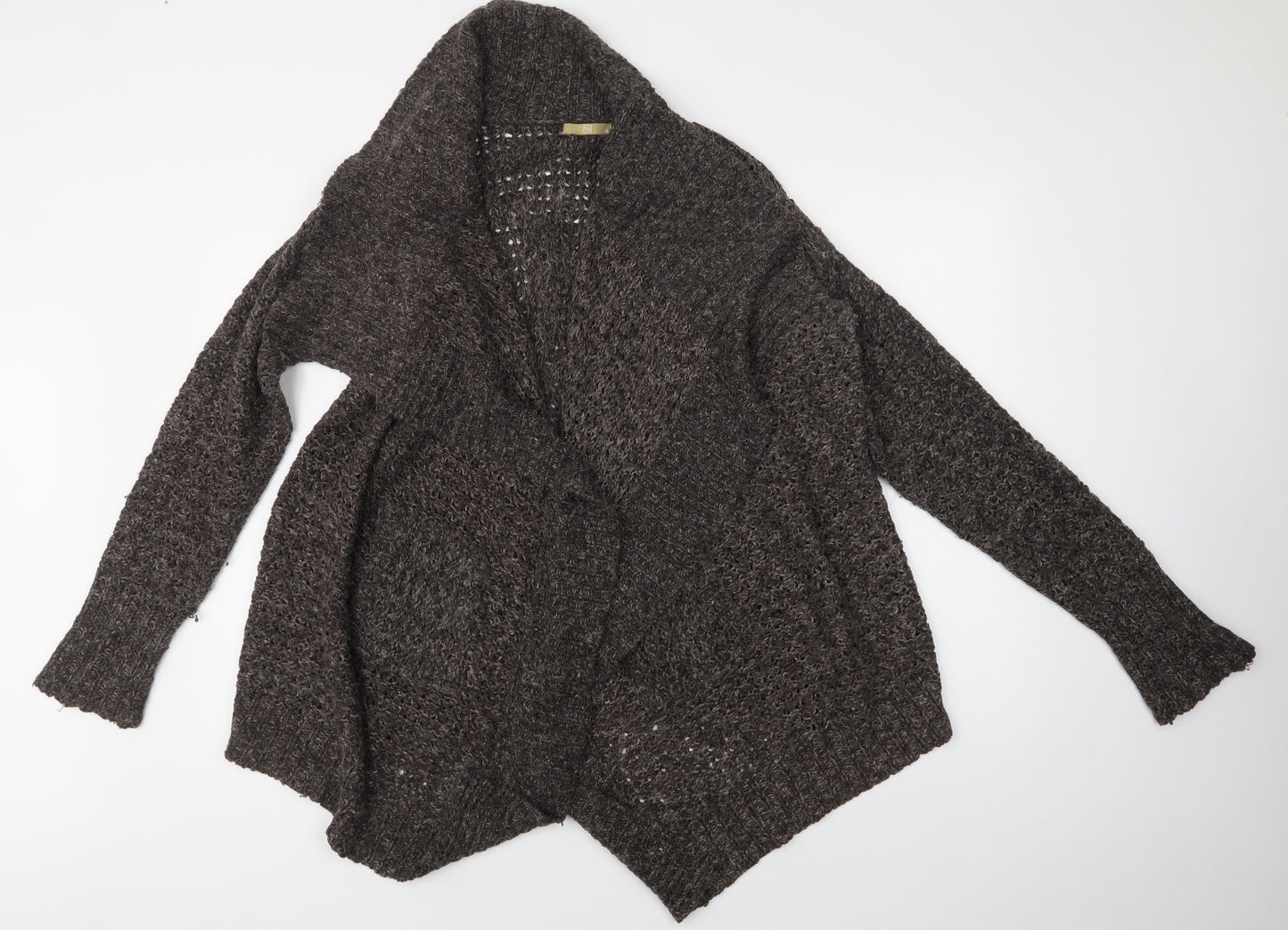 TU Womens Brown Collared  Acrylic Cardigan Jumper Size 14