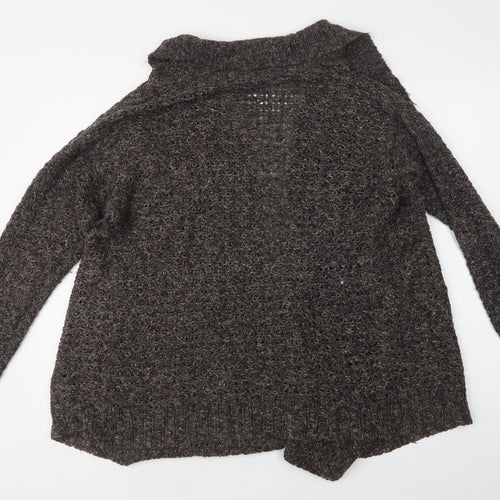 TU Womens Brown Collared  Acrylic Cardigan Jumper Size 14