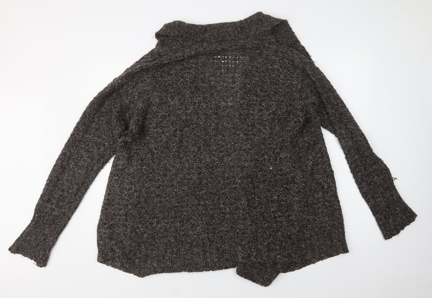 TU Womens Brown Collared  Acrylic Cardigan Jumper Size 14