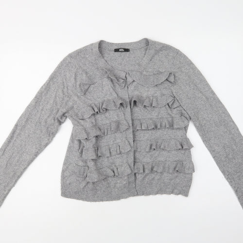 M&S Womens Grey Round Neck  Polyamide Cardigan Jumper Size 14